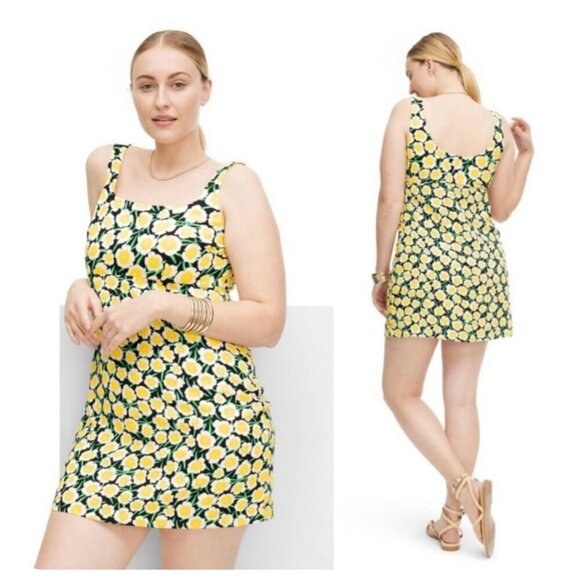 Diane von Furstenberg for Target 90s Shift Yellow Poppy Mini Dress Women's Sz 6 - Picture 1 of 12